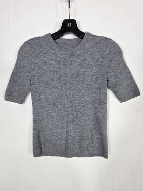 J. Crew knit 100% merino wool Heather Gray Ribbed Short-Sleeve Sweater